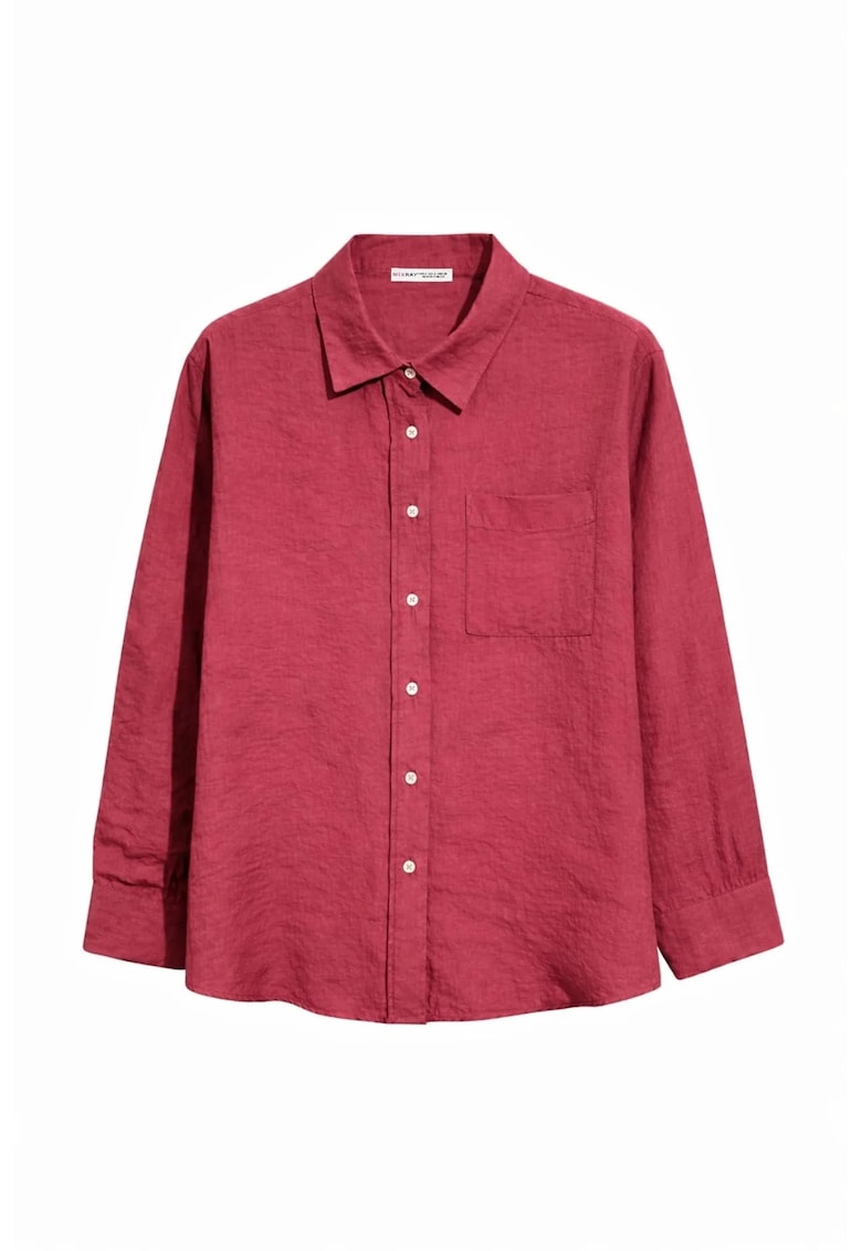Camasa dama - camasa relaxata cu buzunar - rosu burgundy - 90% modal - 10% poliester