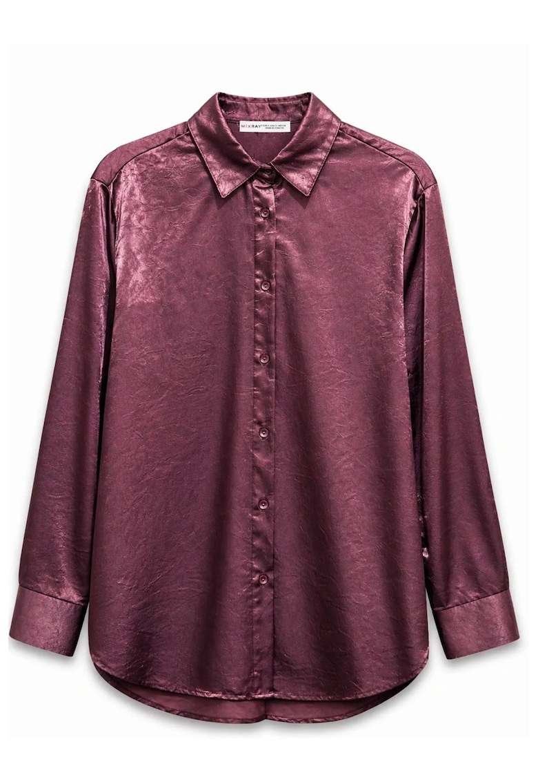 Camasa dama - camasa din satin - casual - rosu burgund - maneca lunga - 100% poliester