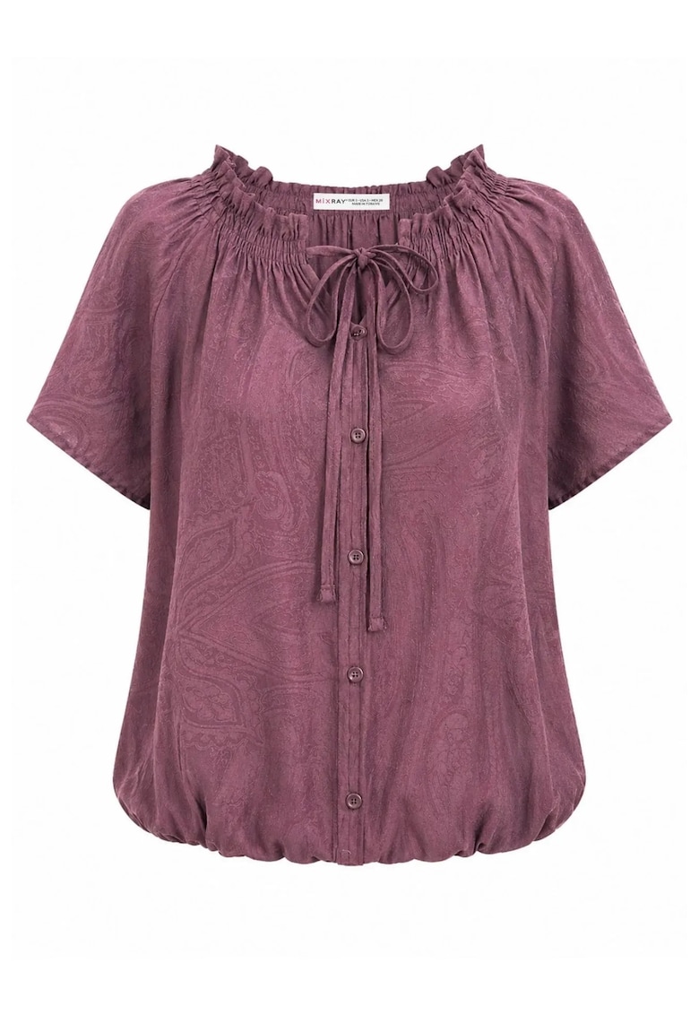 Bluza dama - regular fit - imprimeu Paisley - mov - material subtire