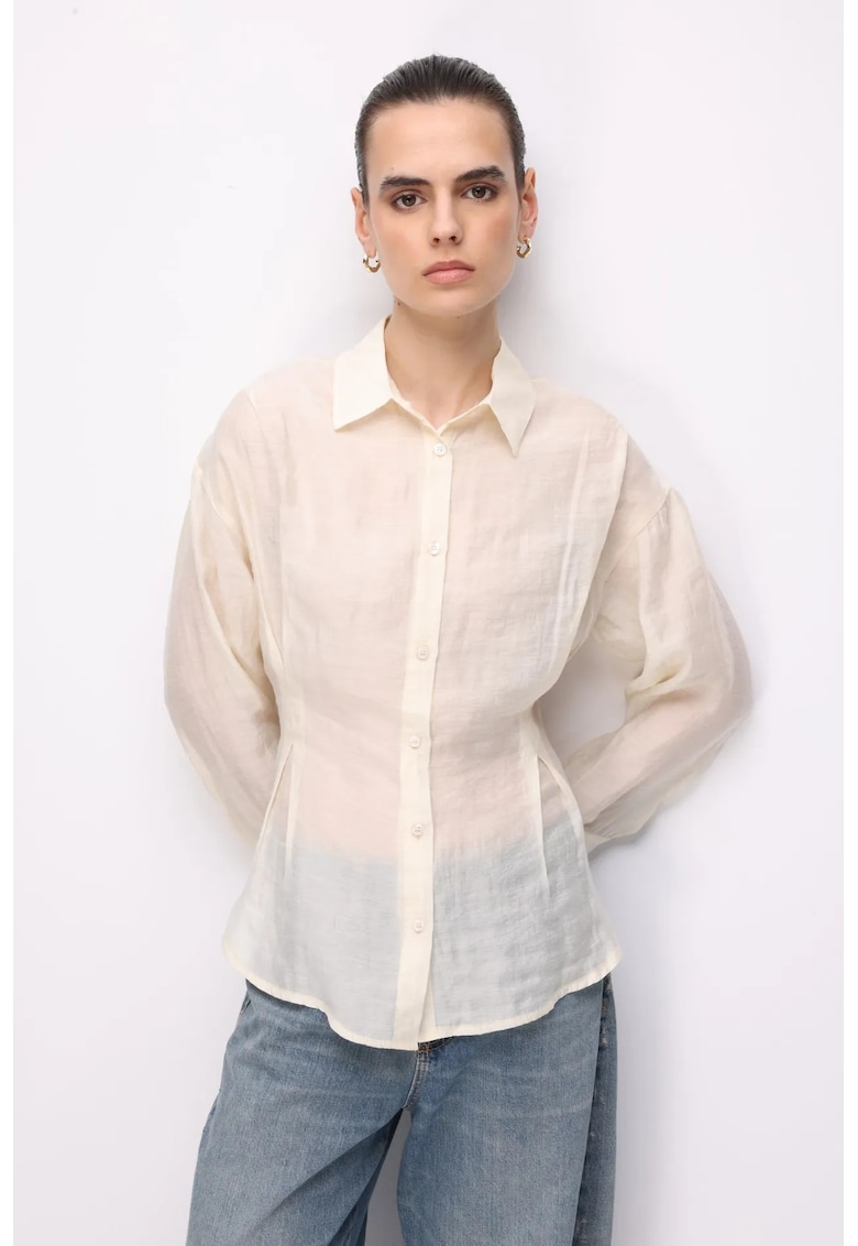 Camasa dama - camasa texturata cu nasturi - casual - natural - maneca lunga
