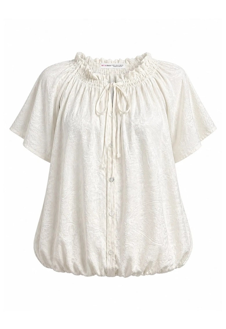 Bluza dama - regular fit - imprimeu Paisley - ivory - material subtire