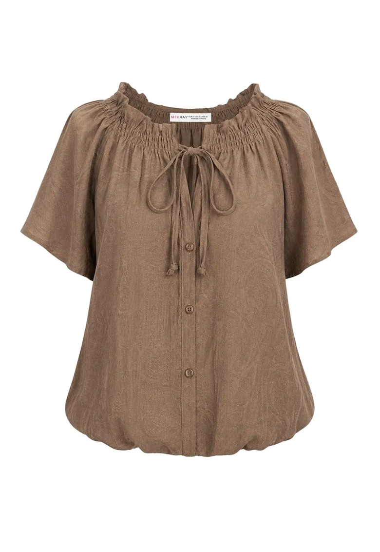Bluze dama - Paisley - maneca scurta - maro cafea - 82% modal