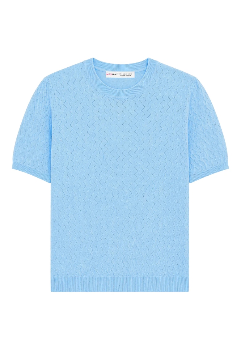 Bluza dama - regular fit - texturata - Albastru deschis - 70% viscoza - 30% poliester -