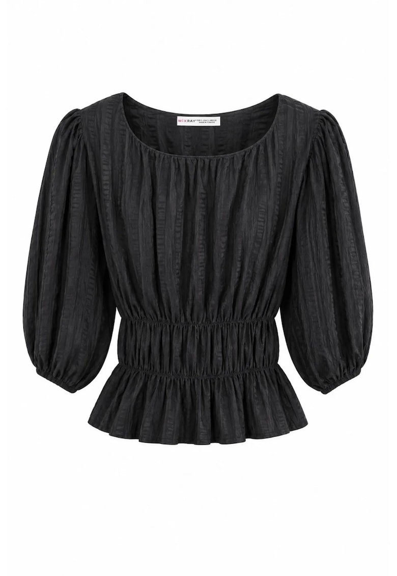 Bluza dama - peplum - negru - lyocell si viscoza