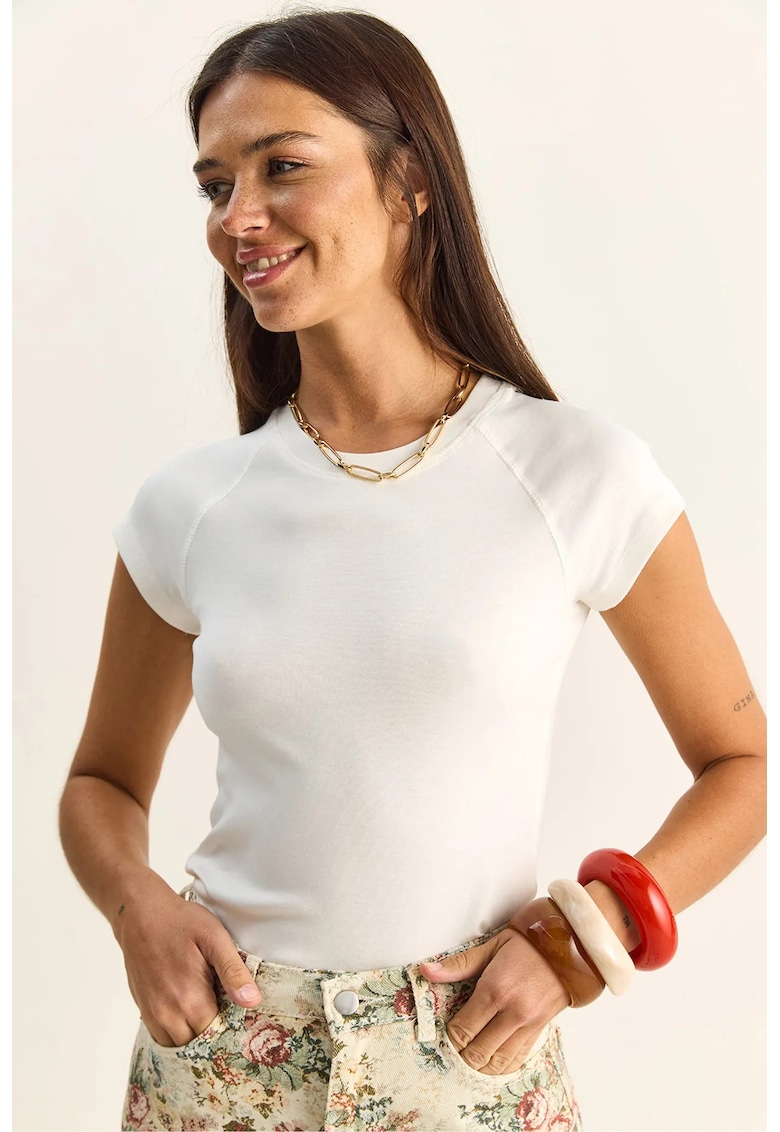 Tricouri dama - tricou clasic - alb - bumbac