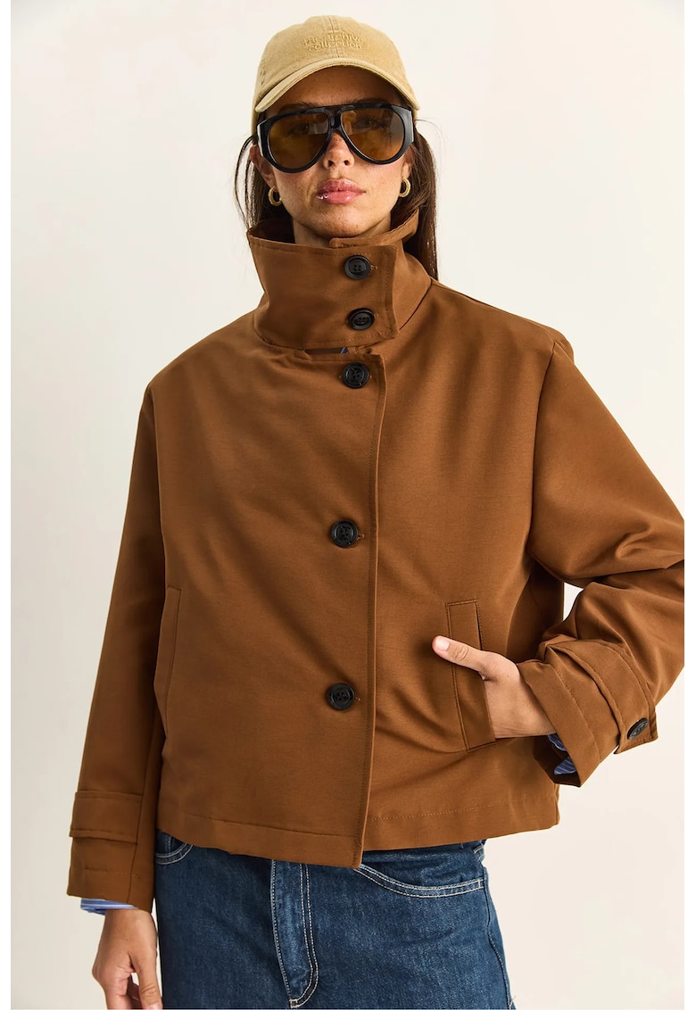 Trench scurt - casual - tan natural - poliester