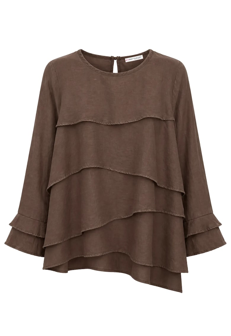 Bluze dama - bluza cu maneca lunga - volanase - maro cafea - casual