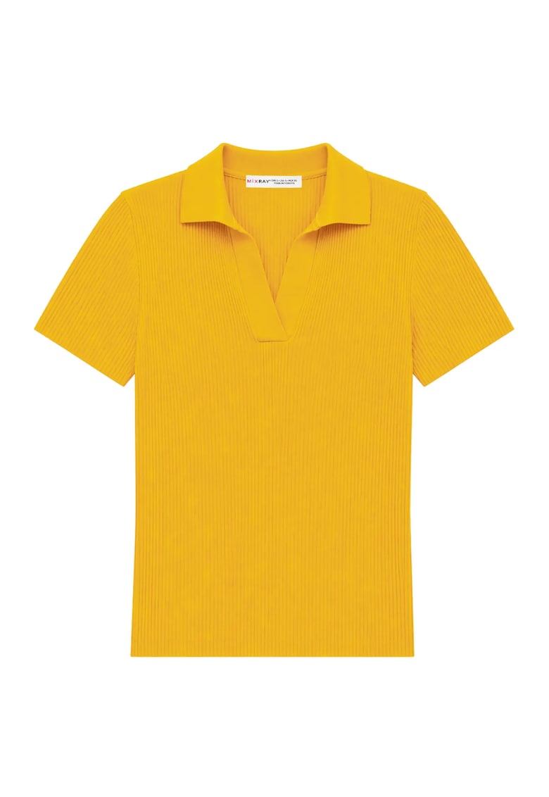 Bluza dama - casual - galben lamaie - 100% poliamida - guler polo - maneci scurte -