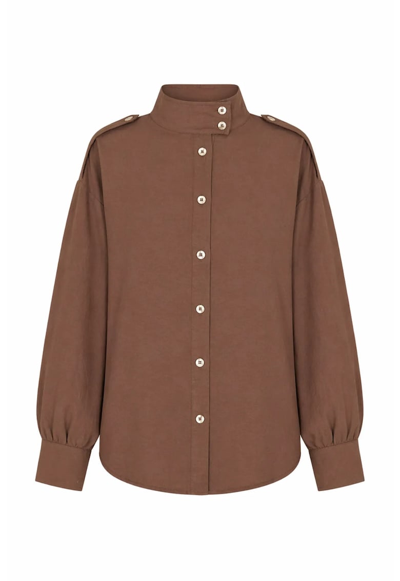 Camasa dama - camasa casual - maneca lunga - maro cafea - 90% modal