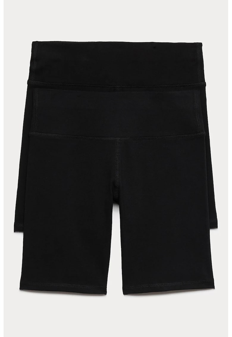 Set de pantaloni scurti cu talie inalta - 2 perechi - Negru