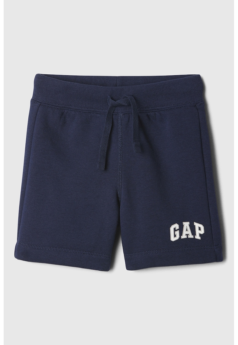 Pantaloni scurti de trening cu logo - Alb optic/Bleumarin