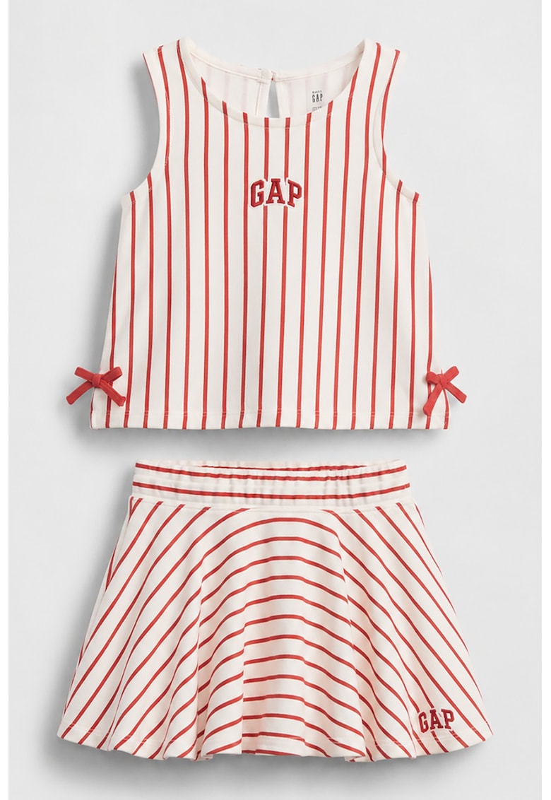 Set de fusta evazata si top cu model si logo - 2 piese