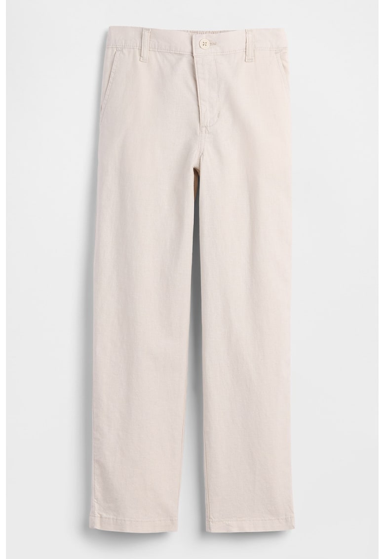 Pantaloni din amestec de in cu segment elastic transparent - Bej deschis