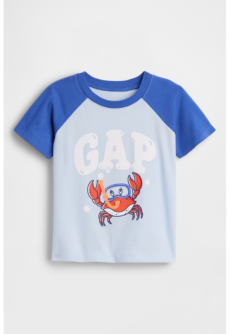 Tricou din bumbac cu imprimeu grafic si logo