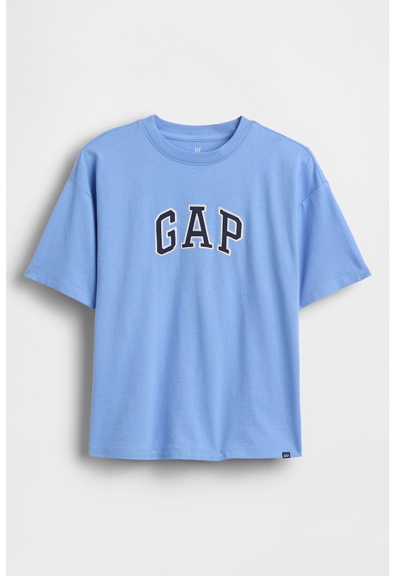 Tricou din bumbac cu logo - Albastru pastel