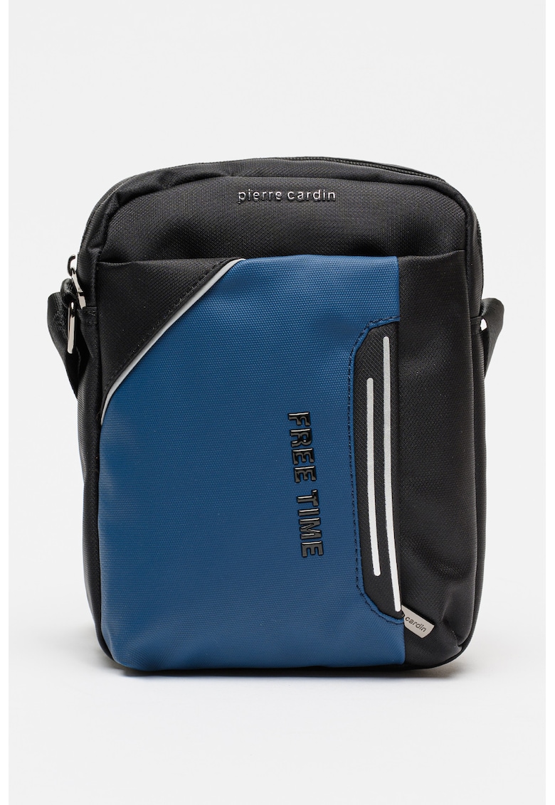Geanta crossbody din material textil - Negru/Albastru inchis