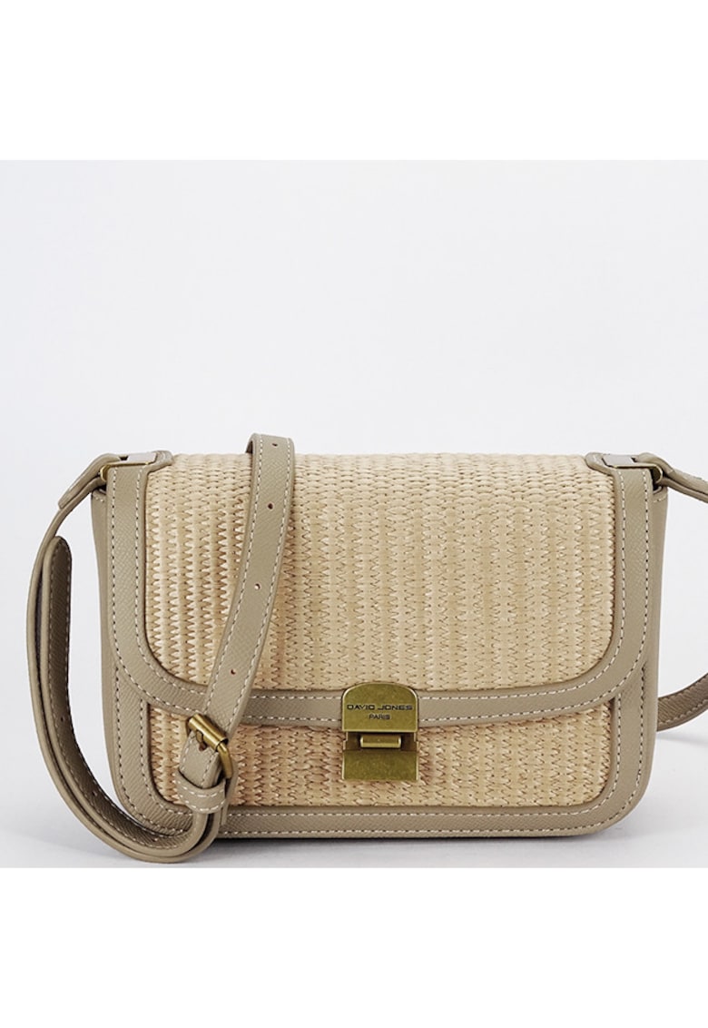Geanta crossbody cu model impletit 15 - Maro taupe - 14x20x7