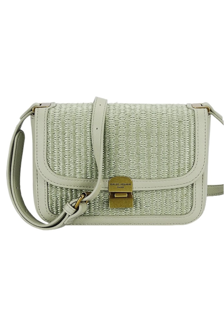 Geanta crossbody cu model impletit 15 - Verde - 14x20x7