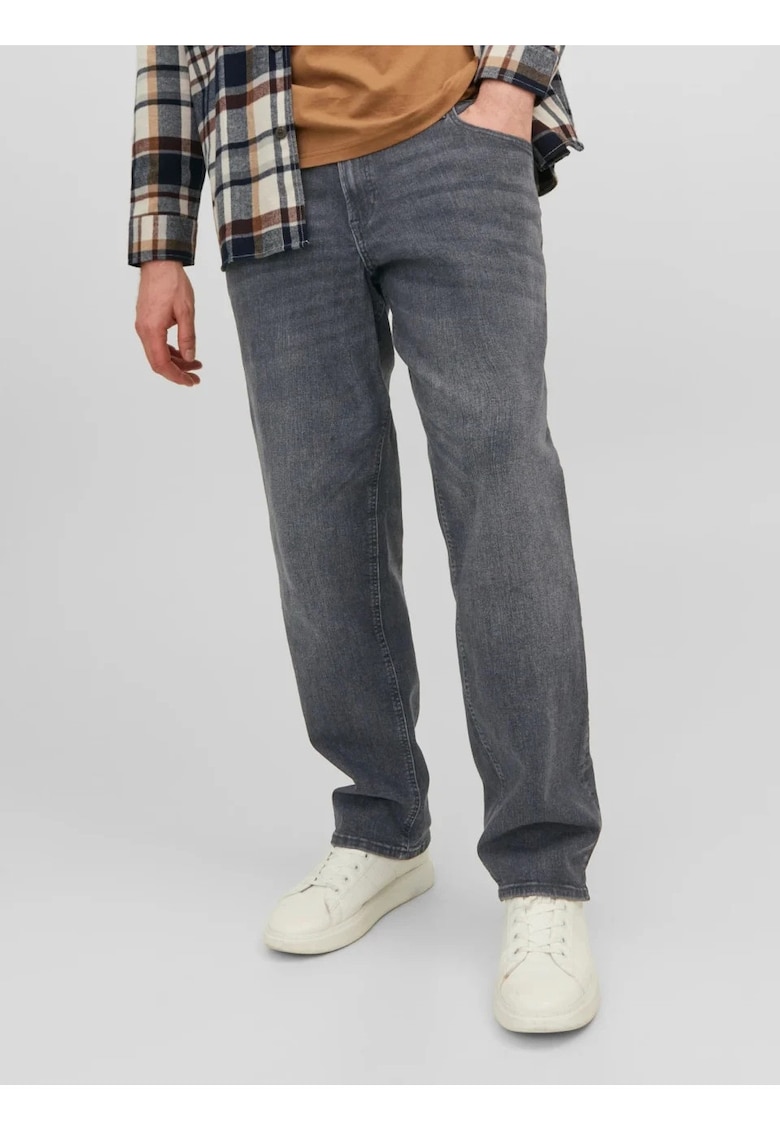 Plus Blugi JJIMIKE JJORIGINAL - barbati cu talie inalta si croiala Conica - Gri inchis - W48 L34