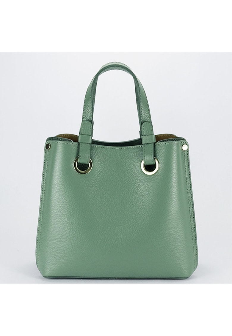 Geanta din piele naturala office/casual B-8916 129 - Verde menta - 23x25x12