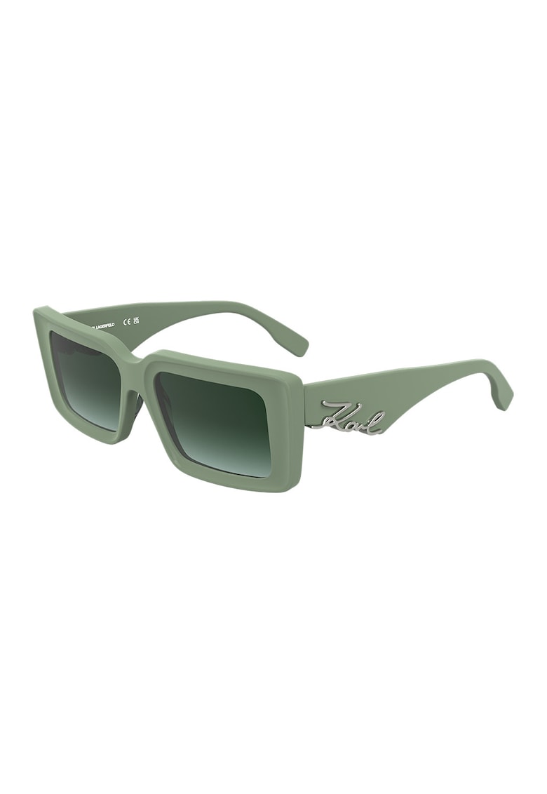 Ochelari de soare patrati cu logo - Argintiu/Verde fistic
