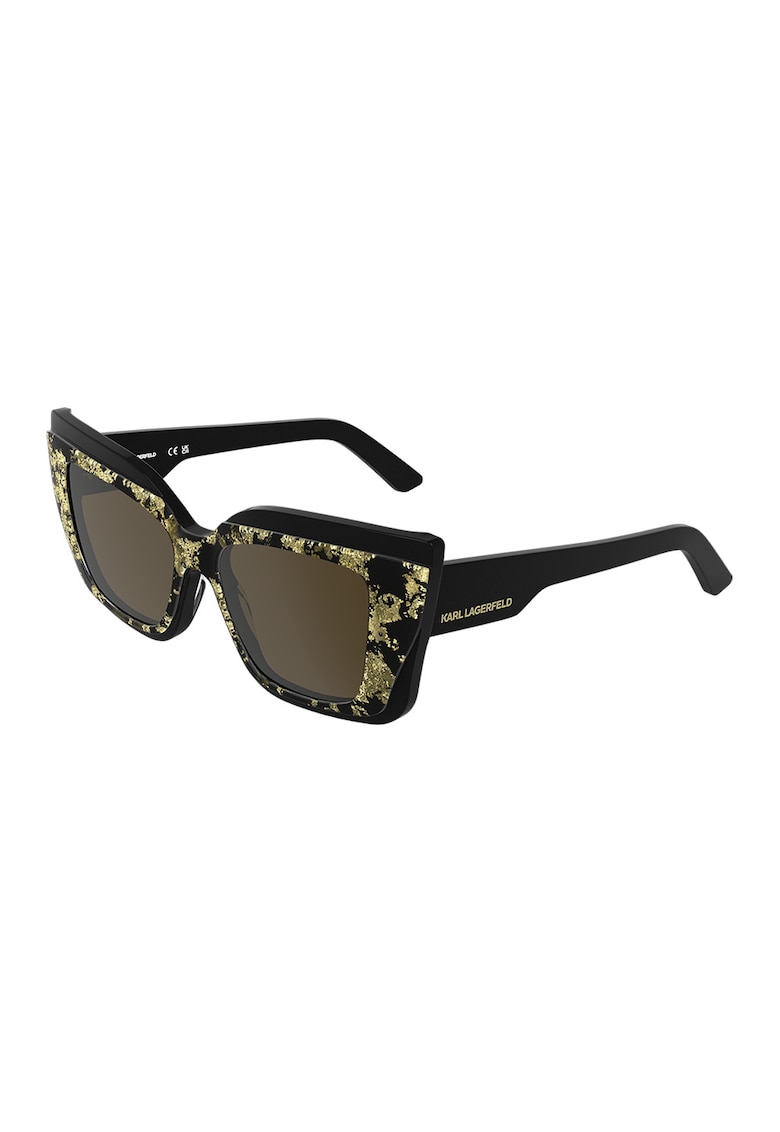 Ochelari de soare cat-eye cu lentile uni - Auriu/Negru