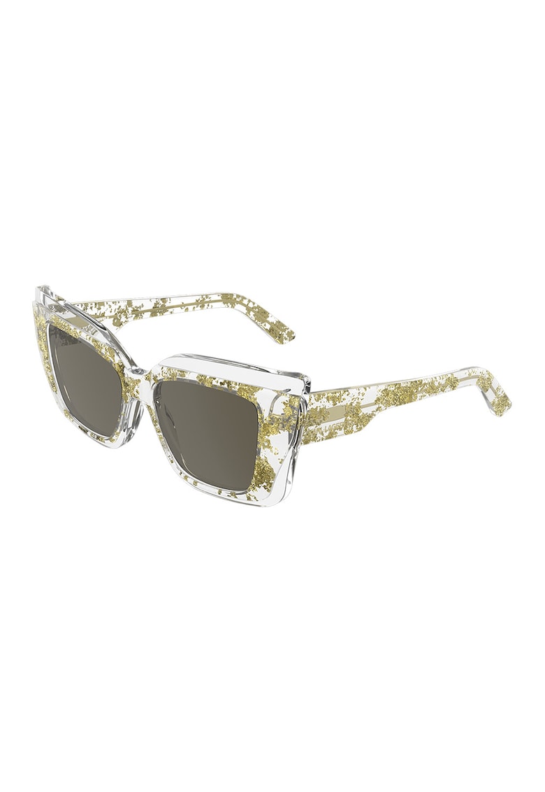 Ochelari de soare cat-eye cu lentile uni - Auriu/Transparent