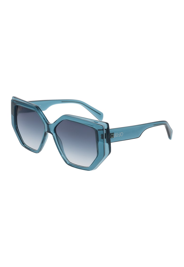 Ochelari de soare hexagonali cu lentile in degrade - Bleumarin