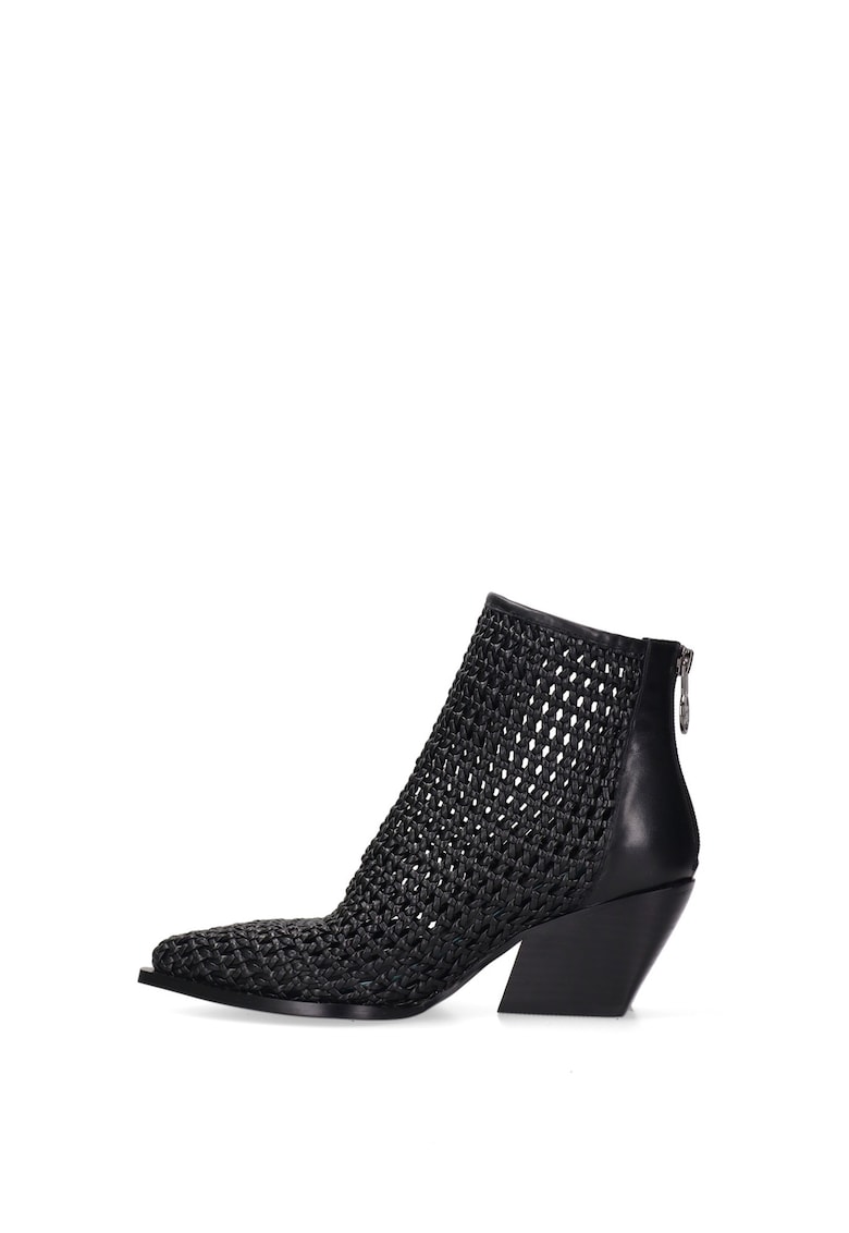 Botine de piele cu design perforat Venus Lux - Negru