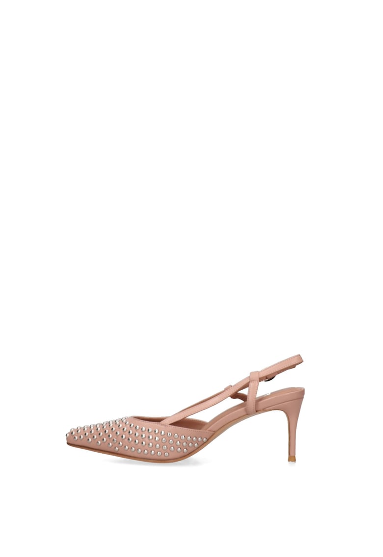 Pantofi de piele cu nituri Oriana Chic - Roz prafuit