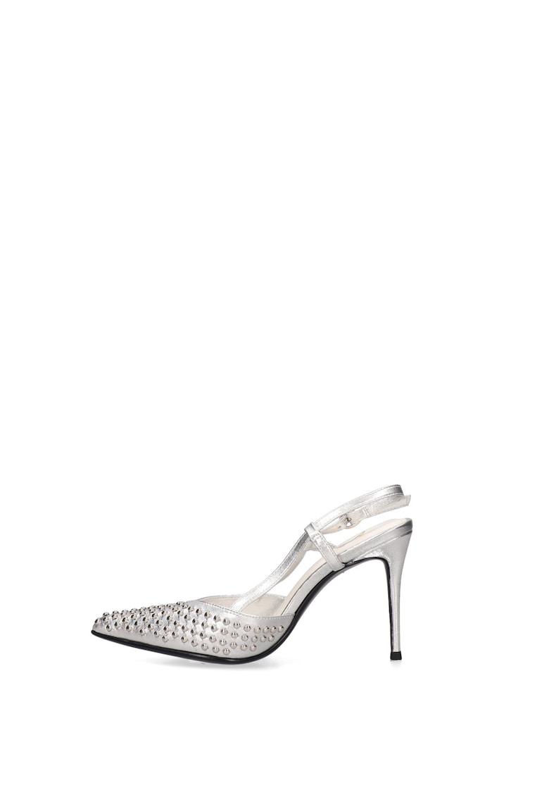 Pantofi de piele cu nituri Aurelia Ultra - Argintiu