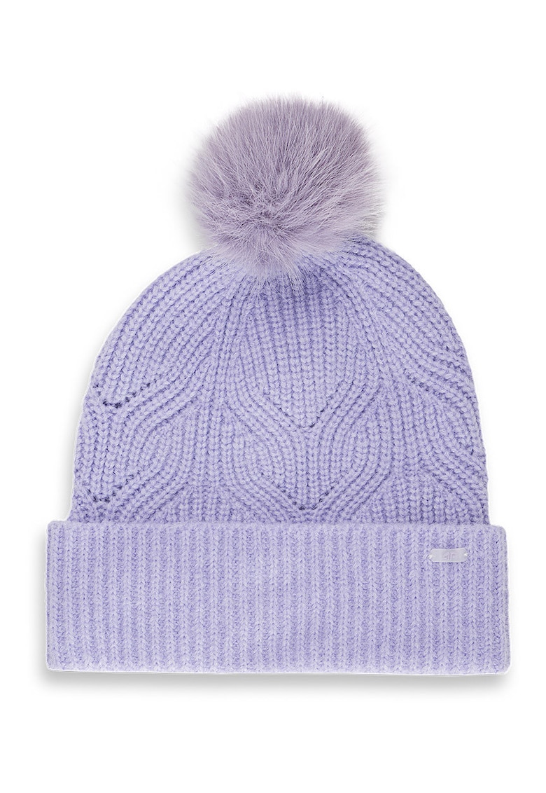 Caciula dama beanie cu pompon violet M