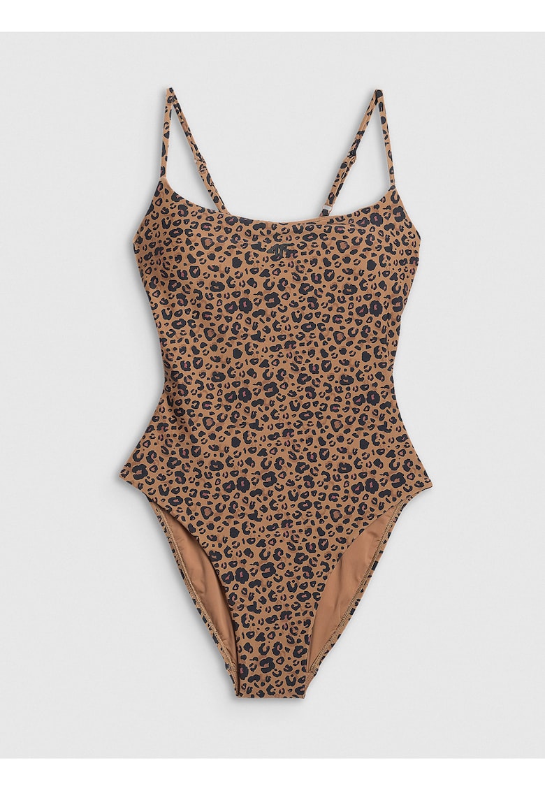 Costum de baie dama - intreg - ajustat - maro - material cu uscare rapida