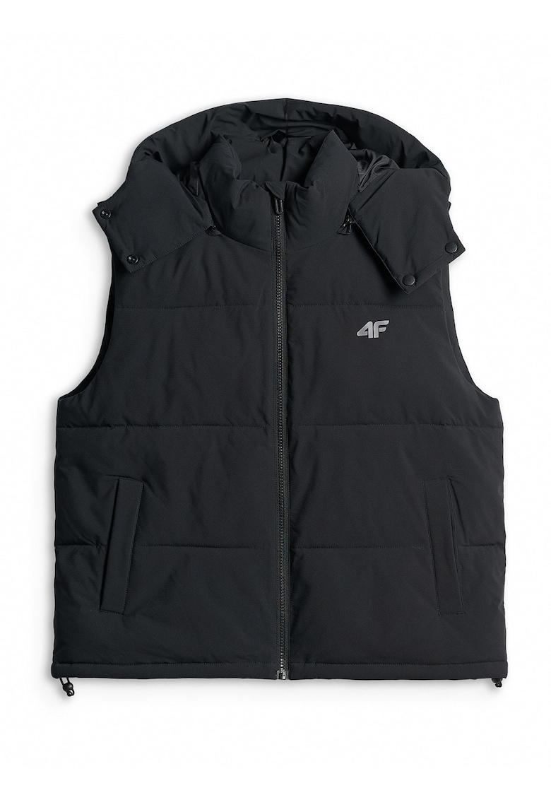 Vesta sport dama umplutura sintetica - gluga detasabila - negru - poliester -