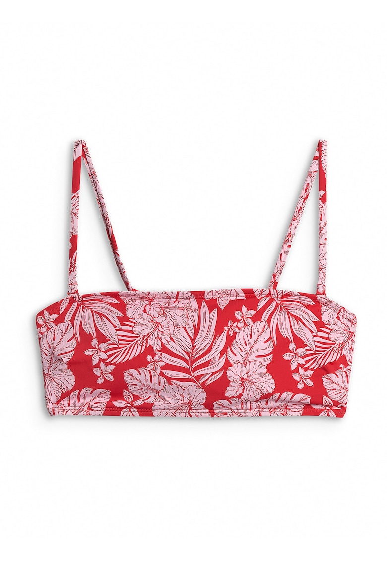 Costum de baie dama - tropical - rezistent la clor - rosu - material cu uscare rapida