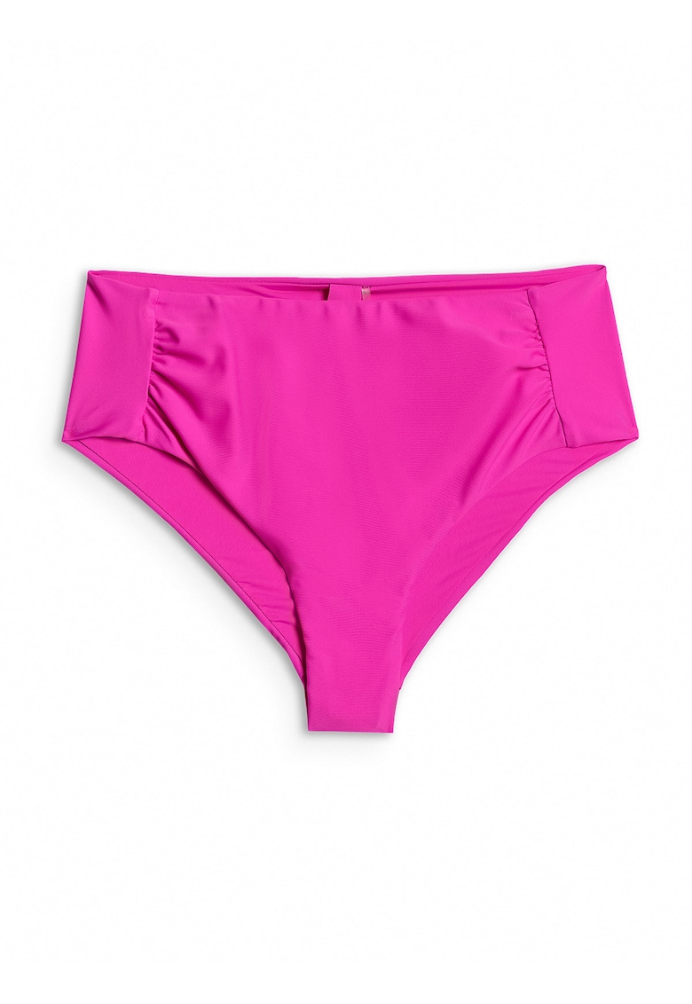 Costum de baie dama - slip de bikini - talie inalta - croiala slim - roz - material cu uscare rapida