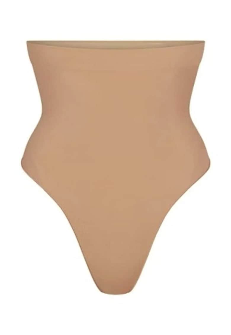 Lenjerie modelatoare chilot tanga cu talie inalta - fara cusaturi - natural - fabricat din material premium