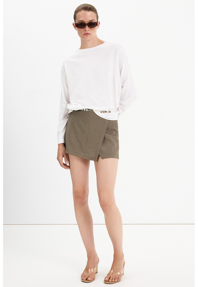 Fusta-pantalon din amestec de lyocell - Bej