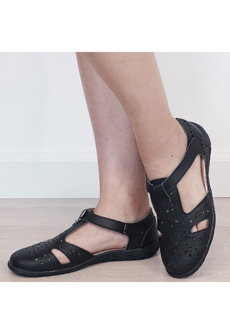 Balerini negri din piele naturala CXWL2118 M5 20523 - Negru