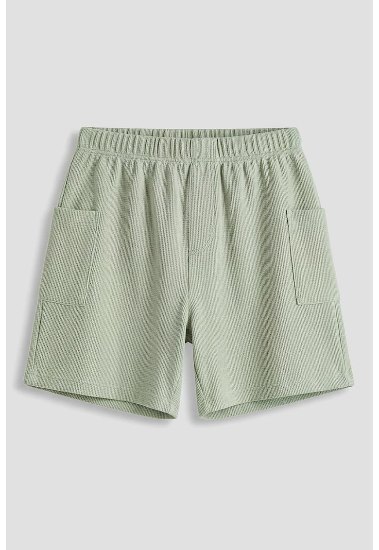 Pantaloni scurti din bumbac cu talie medie - Verde fistic