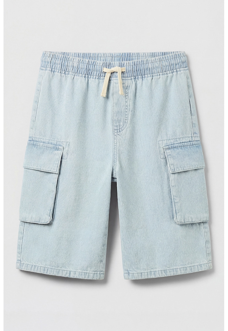 Pantaloni scurti din amestec de bumbac - Albastru deschis melange