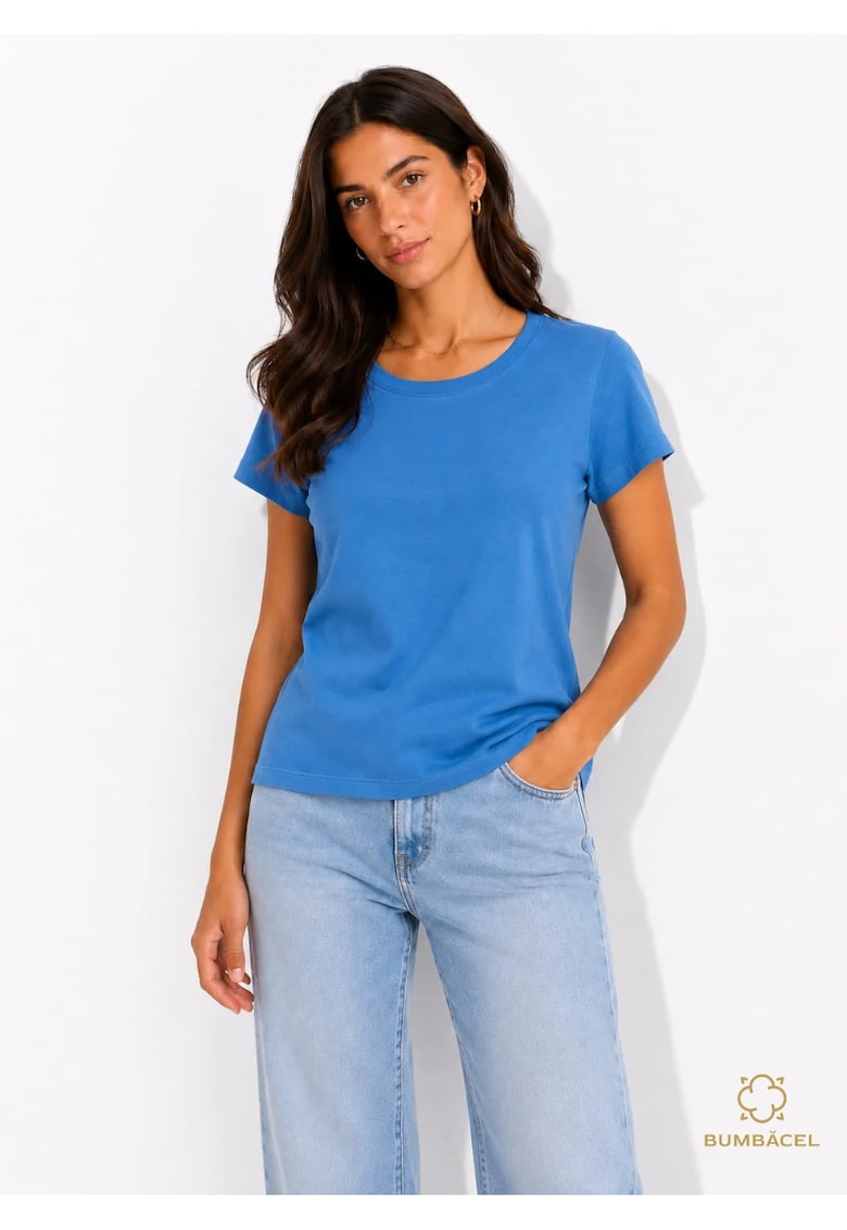 Tricou dama din bumbac pentru tinute casual - Albastru deschis
