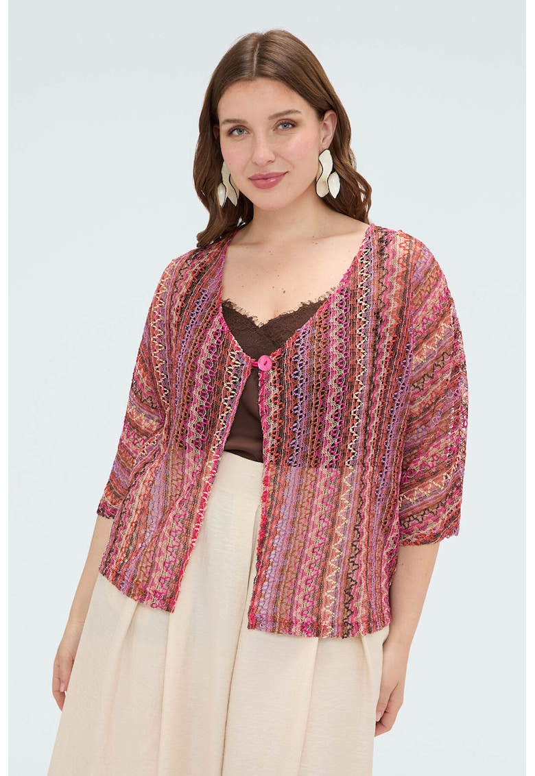 Cardigan tricotat semi-transparent - Multicolor