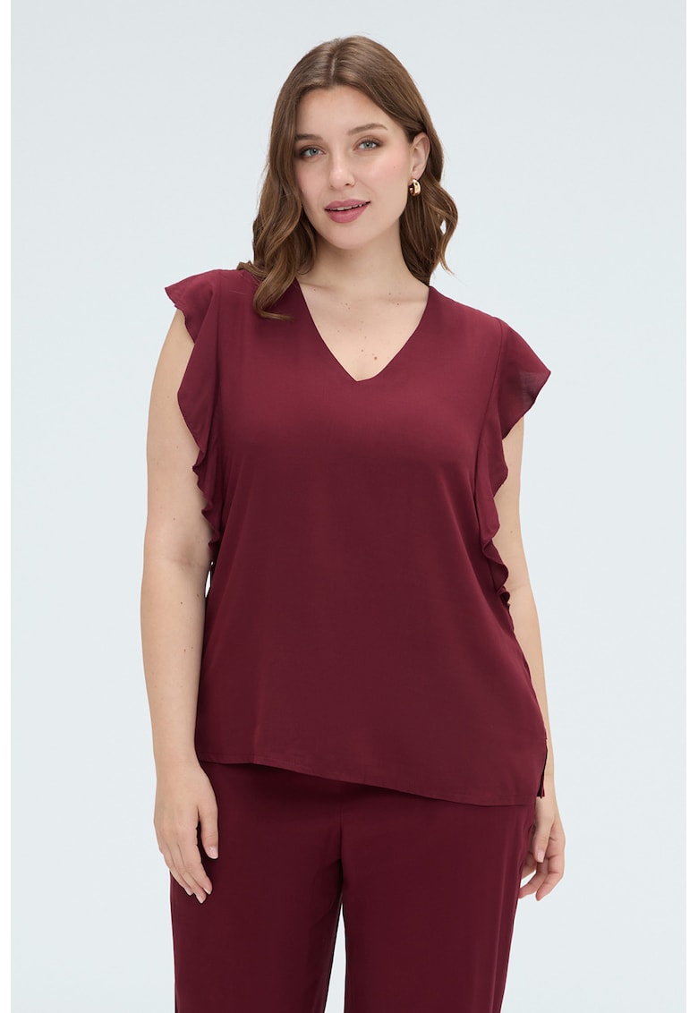Bluza fara maneci cu decolteu in V - Rosu inchis