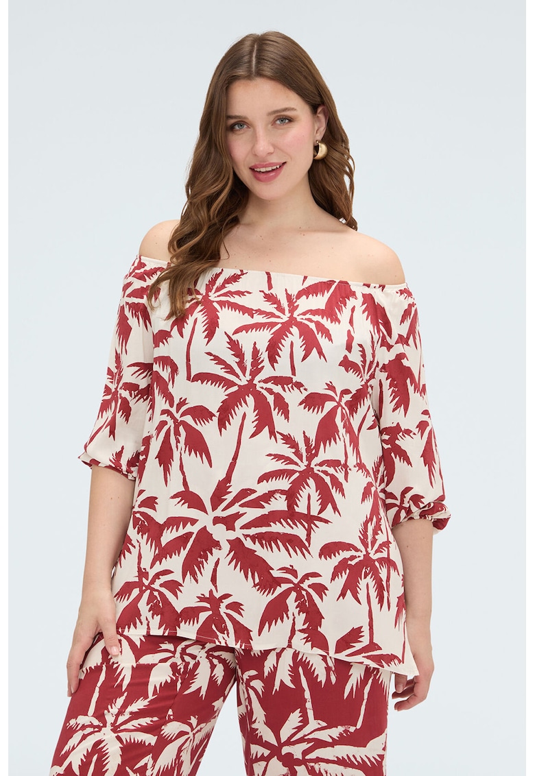 Bluza cu maneci 3/4 - Rosu/Alb