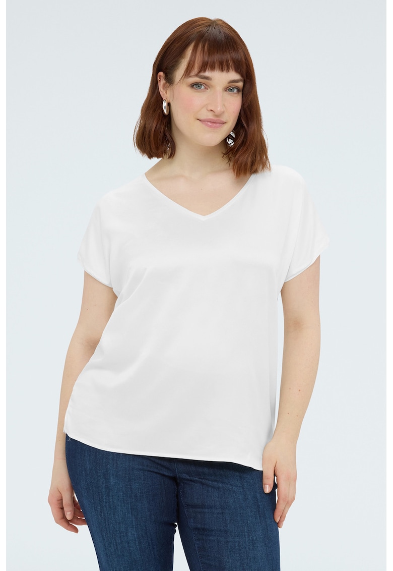 Tricou cu decolteu in V - Alb
