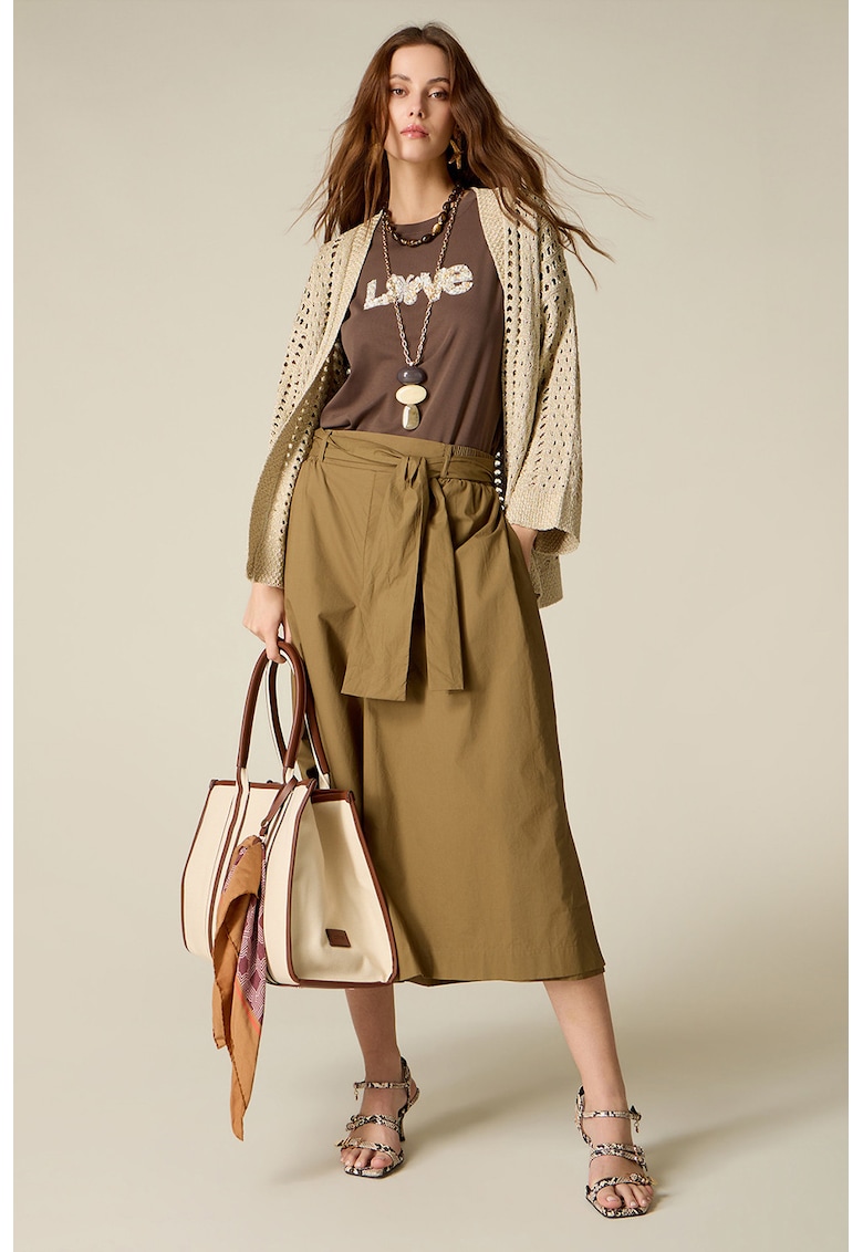 Pantaloni culotte cu croiala ampla - Verde stins