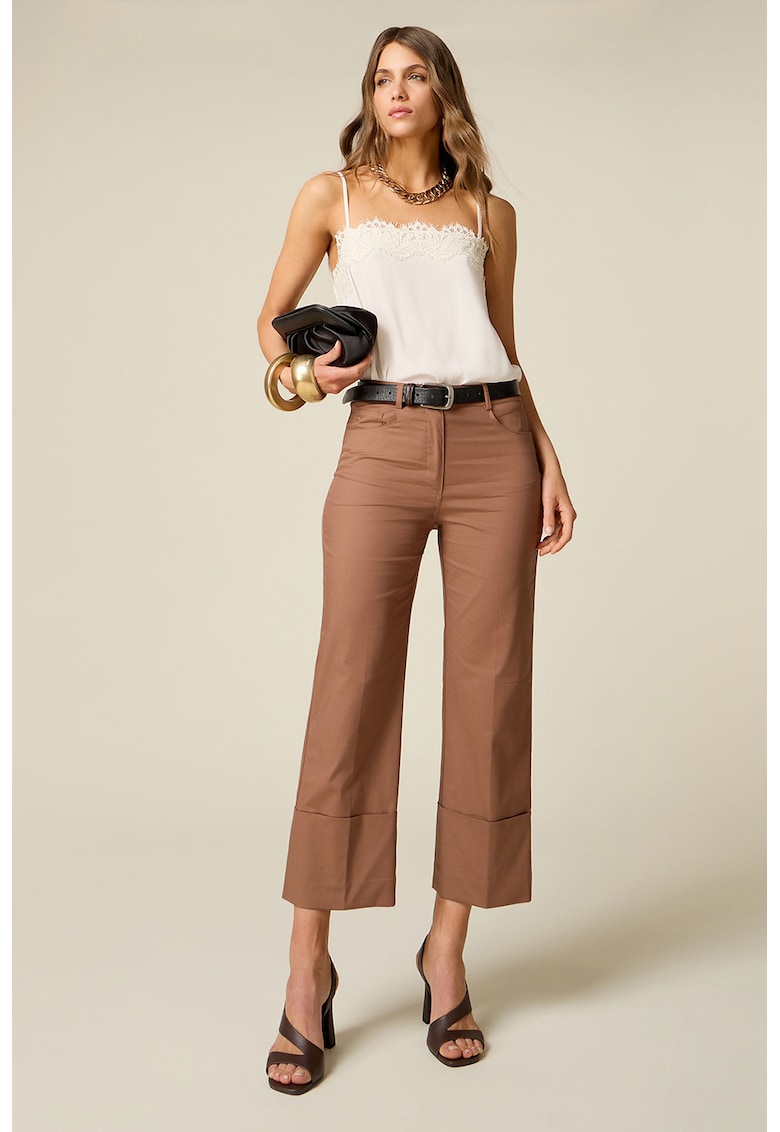 Pantaloni crop drepti - Roz prafuit