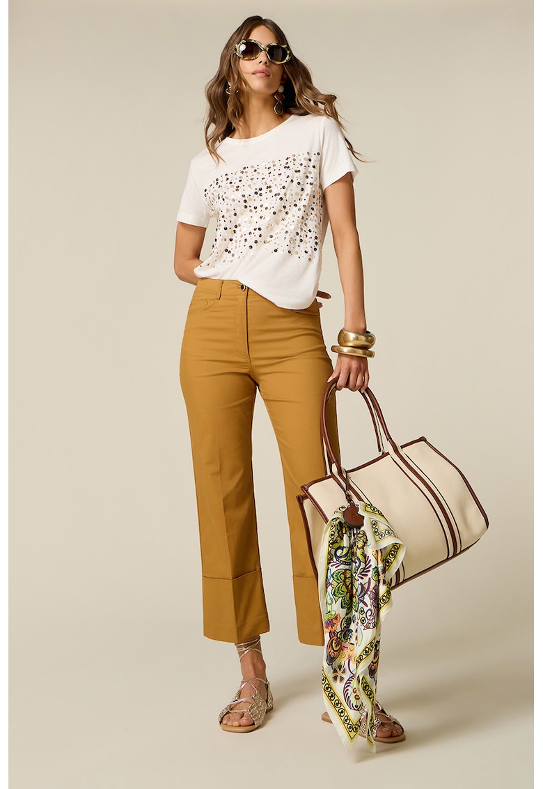 Pantaloni crop drepti - Galben inchis