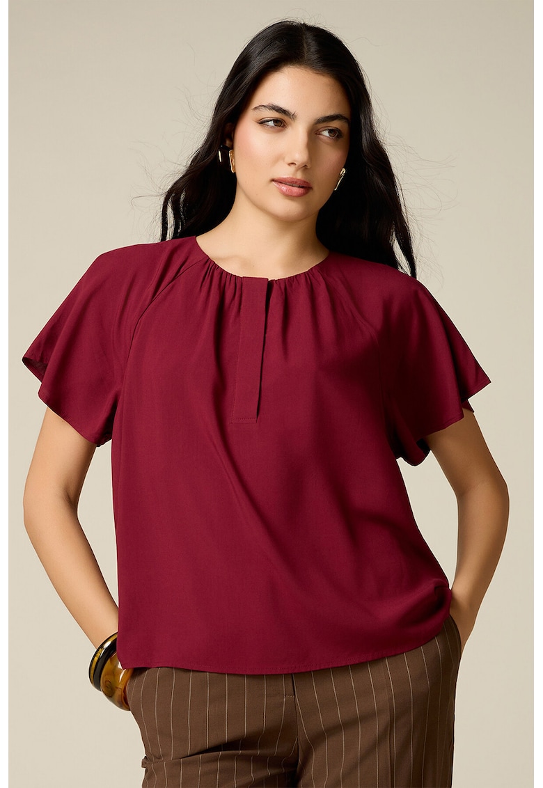 Bluza cu maneci raglan - Visiniu inchis